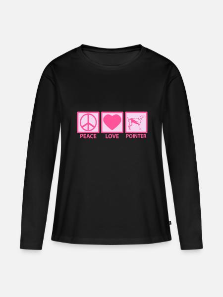 English Englischer Pointer Mama Peace Love Pink - Frauen Premium Bio Langarmshirt - Schwarz