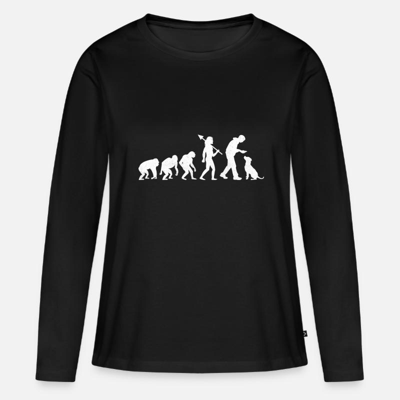 Retro Evolution Labrador Retriever Lab Hunde Apportieren - Frauen Premium Bio Langarmshirt - Schwarz