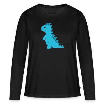Dino blau - Frauen Premium Bio Langarmshirt - Schwarz - Vorne - Julia (174cm)