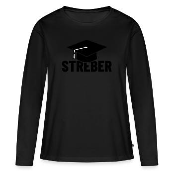 Streber Shirt - Frauen Premium Bio Langarmshirt - Schwarz - Vorne - Julia (174cm)