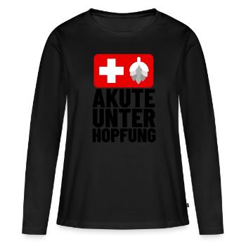 unterhopfung - Frauen Premium Bio Langarmshirt - Schwarz - Vorne - Julia (174cm)