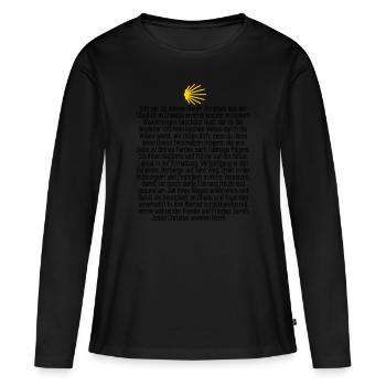Camino Geschenk - Pilger Segen für Jakobsweg - Frauen Premium Bio Langarmshirt - Schwarz - Vorne - Julia (174cm)