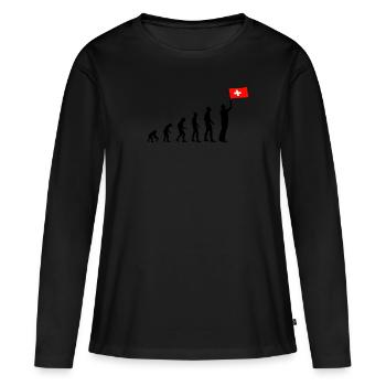 Suisse - T-shirt manches longues Premium bio Femme - noir - Devant - Julia (174cm)