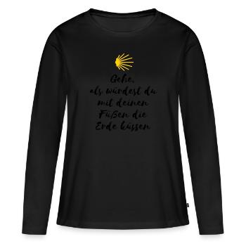 Jakobsweg - Frauen Premium Bio Langarmshirt - Schwarz - Vorne - Julia (174cm)