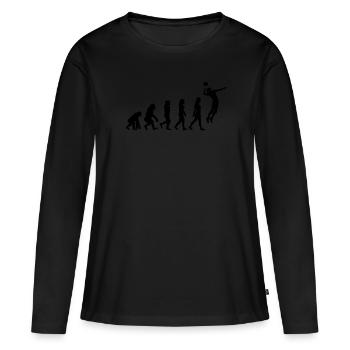 Volleyball Evolution Damen Damenvolleyball - Frauen Premium Bio Langarmshirt - Schwarz - Vorne - Julia (174cm)