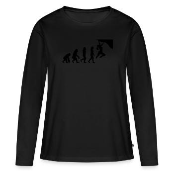 Kletterin Boulderin Frauen Klettern Evolution - Frauen Premium Bio Langarmshirt - Schwarz - Vorne - Julia (174cm)