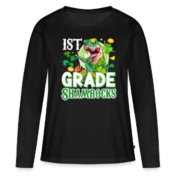 St Paddy’s St Patricksday St Patrick Day - T-shirt manches longues Premium bio Femme - noir - Devant - Julia (174cm)
