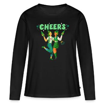 Prost. Fröhlichen St Patrick Tag! - Frauen Premium Bio Langarmshirt - Schwarz - Vorne - Julia (174cm)