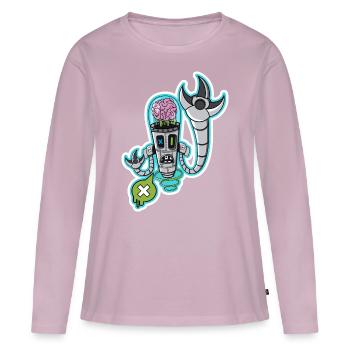 Cerveau machine - T-shirt manches longues Premium bio Femme - rose poudré - Devant - Julia (174cm)