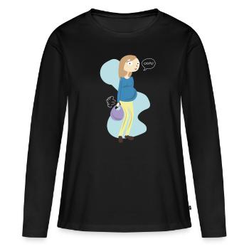 Oops Schwangerschaft Schwanger Babybauch Geschenk - Frauen Premium Bio Langarmshirt - Schwarz - Vorne - Julia (174cm)