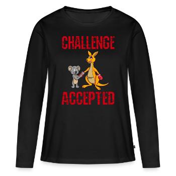 CHALLENGE ACCEPTED - Boxer Känguru + Koala Trainer - Frauen Premium Bio Langarmshirt - Schwarz - Vorne - Julia (174cm)