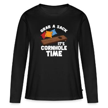 Cornhole / Blind Hole Game - It's Cornhole Time - Women's Premium Organic Long Sleeve Shirt - black - Front - Julia (174cm)