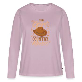 This Girl Loves Country Music - T-shirt manches longues Premium bio Femme - rose poudré - Devant - Julia (174cm)