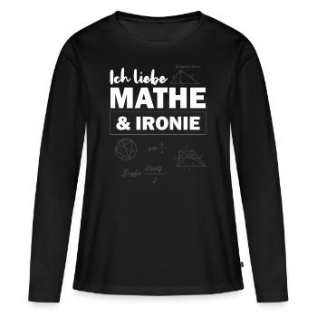 Ich liebe Mathe & Ironie - Frauen Premium Bio Langarmshirt - Schwarz - Vorne - Julia (174cm)