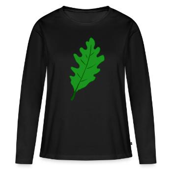 Chêne - Feuille de chêne - T-shirt manches longues Premium bio Femme - noir - Devant - Julia (174cm)