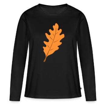 Chêne - feuille - automne - T-shirt manches longues Premium bio Femme - noir - Devant - Julia (174cm)