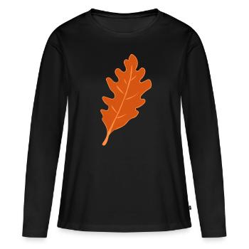 Chêne - Feuille de chêne - Automne - T-shirt manches longues Premium bio Femme - noir - Devant - Julia (174cm)