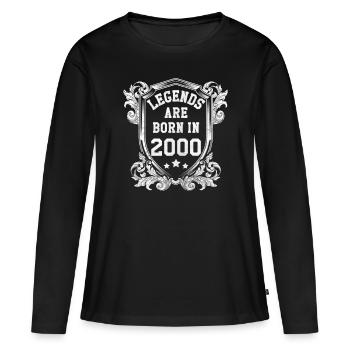 2000 - Frauen Premium Bio Langarmshirt - Schwarz - Vorne - Julia (174cm)