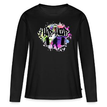 graffiti hip hop - T-shirt manches longues Premium bio Femme - noir - Devant - Julia (174cm)