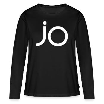 jo - Frauen Premium Bio Langarmshirt - Schwarz - Vorne - Julia (174cm)