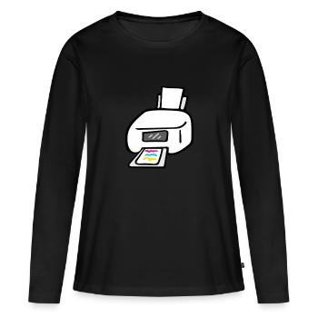 Drucker - Frauen Premium Bio Langarmshirt - Schwarz - Vorne - Julia (174cm)