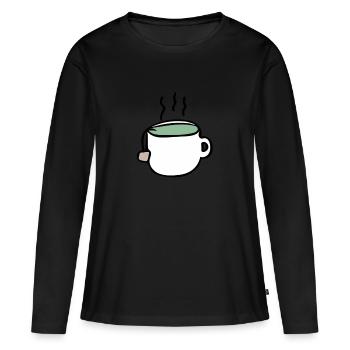 Tee - Frauen Premium Bio Langarmshirt - Schwarz - Vorne - Julia (174cm)