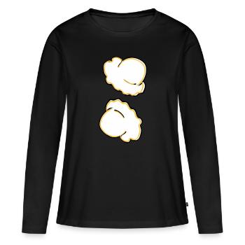 Popcorn - Frauen Premium Bio Langarmshirt - Schwarz - Vorne - Julia (174cm)