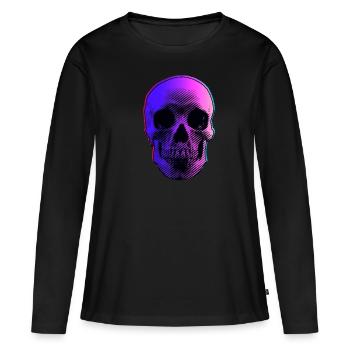 Skull Neon Farben Psy Goa Trance Techno - Frauen Premium Bio Langarmshirt - Schwarz - Vorne - Julia (174cm)