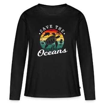 Save the oceans - Women's Premium Organic Long Sleeve Shirt - black - Front - Julia (174cm)