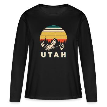 Utah - T-shirt manches longues Premium bio Femme - noir - Devant - Julia (174cm)