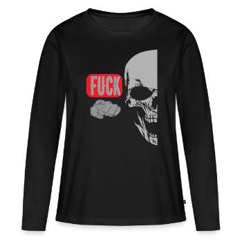 Index Finger Saying Skull - Women's Premium Organic Long Sleeve Shirt - black - Front - Julia (174cm)