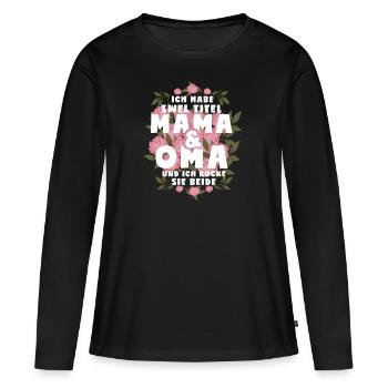 Ich Habe Zwei Titel Mama Und Oma - Frauen Premium Bio Langarmshirt - Schwarz - Vorne - Julia (174cm)