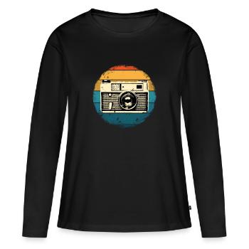 Vintage Retro Kamera - Frauen Premium Bio Langarmshirt - Schwarz - Vorne - Julia (174cm)