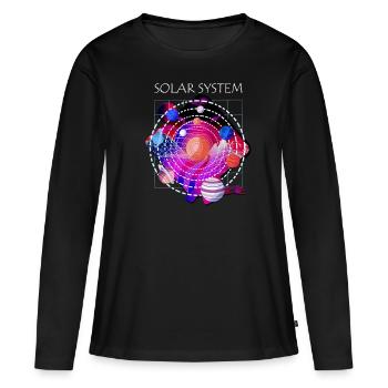Galaxie des planètes du système solaire - T-shirt manches longues Premium bio Femme - noir - Devant - Julia (174cm)