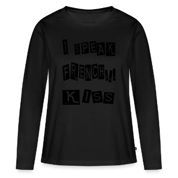 T-shirt french kiss - T-shirt manches longues Premium bio Femme - noir - Devant - Julia (174cm)