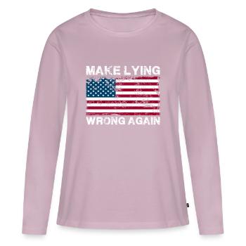 Anti- fait à nouveau des mensonges protestant - T-shirt manches longues Premium bio Femme - rose poudré - Devant - Julia (174cm)
