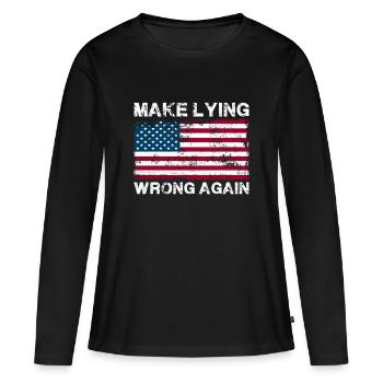 Anti- macht Lügen wieder falsch Protest - Frauen Premium Bio Langarmshirt - Schwarz - Vorne - Julia (174cm)