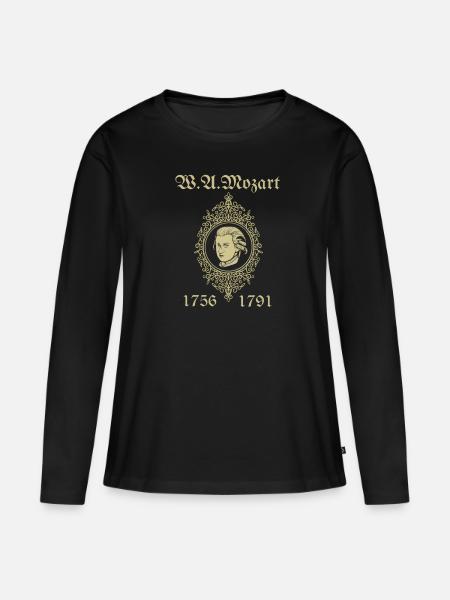 Wolfgang Amadeus Mozart Geschenk - Frauen Premium Bio Langarmshirt - Schwarz