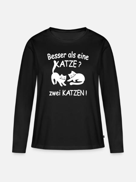 Katzen Katzensprüche Katze Geschenk - Frauen Premium Bio Langarmshirt - Schwarz