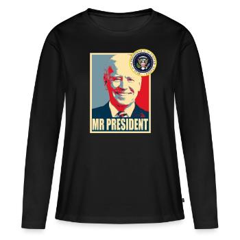 POTUS Joe Biden - Monsieur le Président Joe Biden - T-shirt manches longues Premium bio Femme - noir - Devant - Julia (174cm)