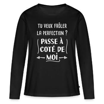 citations perfection - T-shirt manches longues Premium bio Femme - noir - Devant - Julia (174cm)