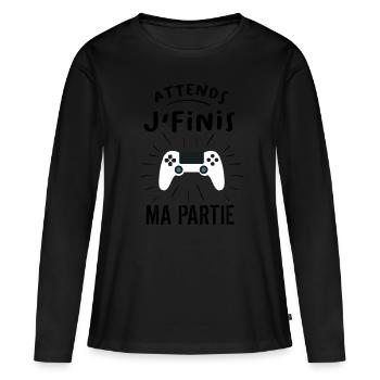 t shirt console de jeu - T-shirt manches longues Premium bio Femme - noir - Devant - Julia (174cm)