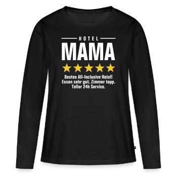 HOTEL MAMA - BESTES ALL-INCLUSIVE HOTEL - Frauen Premium Bio Langarmshirt - Schwarz - Vorne - Julia (174cm)