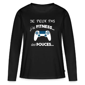 citation humoristique gamer - T-shirt manches longues Premium bio Femme - noir - Devant - Julia (174cm)