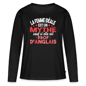 Prof d'anglais professeur langues english métier - T-shirt manches longues Premium bio Femme - noir - Devant - Julia (174cm)