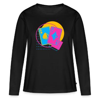 Joueur de Poker Rétro Vintage Poker Texas Holdem - T-shirt manches longues Premium bio Femme - noir - Devant - Julia (174cm)