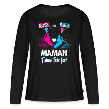 Fille ou garçon Annonce sexe bébé - T-shirt manches longues Premium bio Femme - noir - Devant - Julia (174cm)