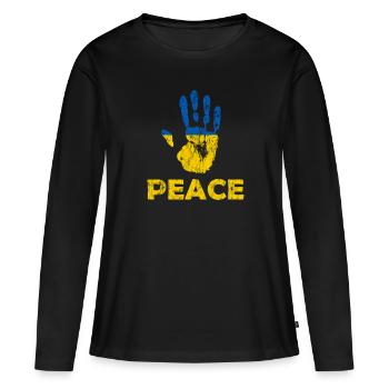 Main Paix Ukraine - T-shirt manches longues Premium bio Femme - noir - Devant - Julia (174cm)