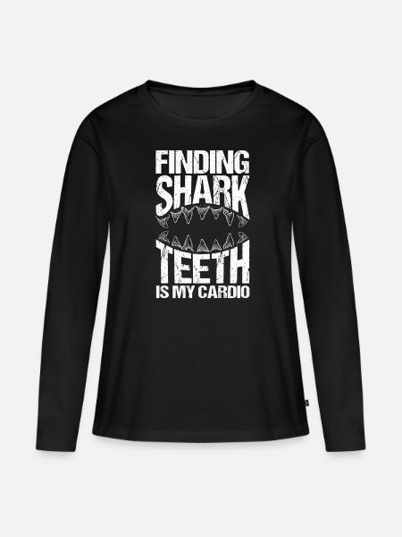 Haifischzähne Fossil Sammler - Frauen Premium Bio Langarmshirt - Schwarz