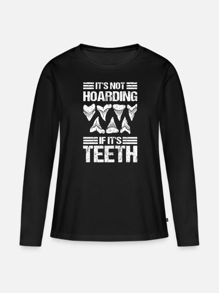 Haizahn Sammlung Haifischzähne - Frauen Premium Bio Langarmshirt - Schwarz